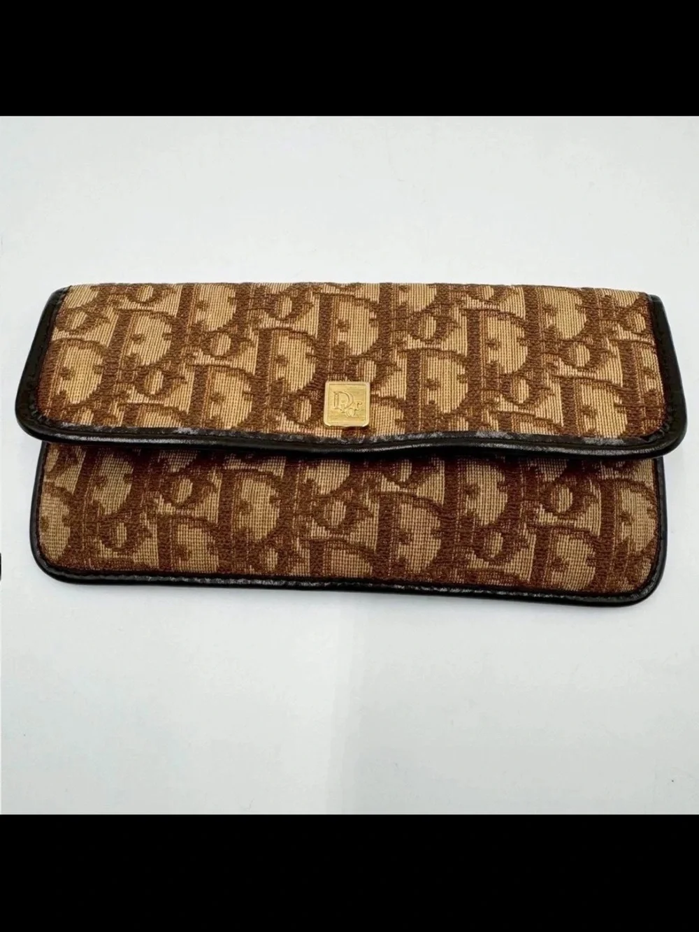 Dior Brown Monogram Jacquard wallet with Gold Accent